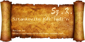 Sztankovits Kálmán névjegykártya